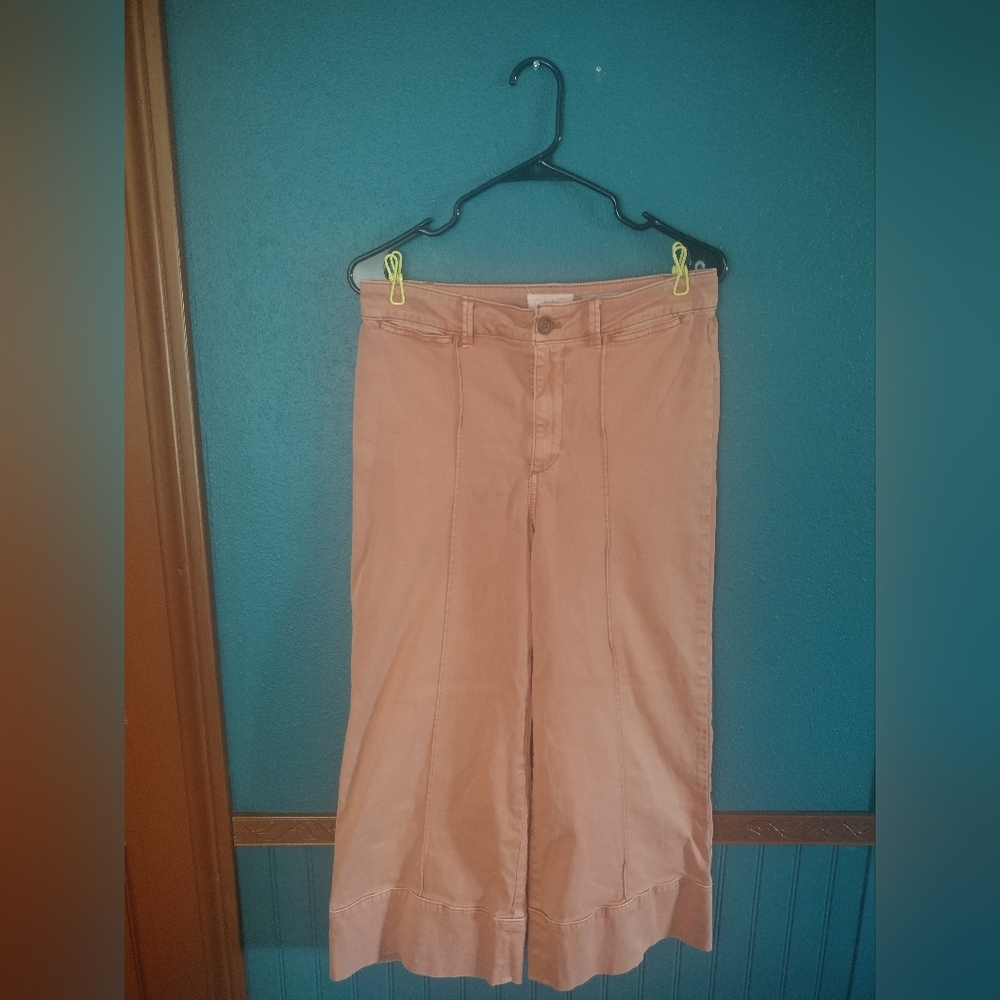 Anthropologie CHNO Wide-Leg Coral Peach Sailor Cropped Pants